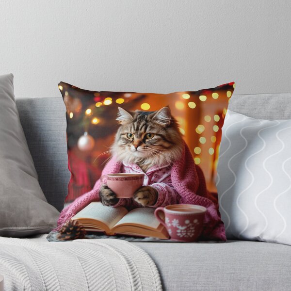 Item preview, Cozy Winter Cat Reading with Hot Cocoa designed and sold by AmetistLight.