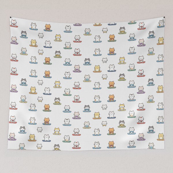 Item preview, Cute Cat Snowboarding Seamless Pattern Design designed and sold by Uglyandcute.