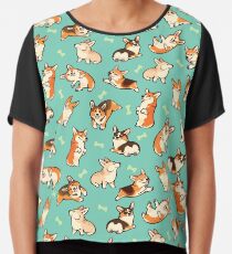 Jolly corgis in green Chiffon Top