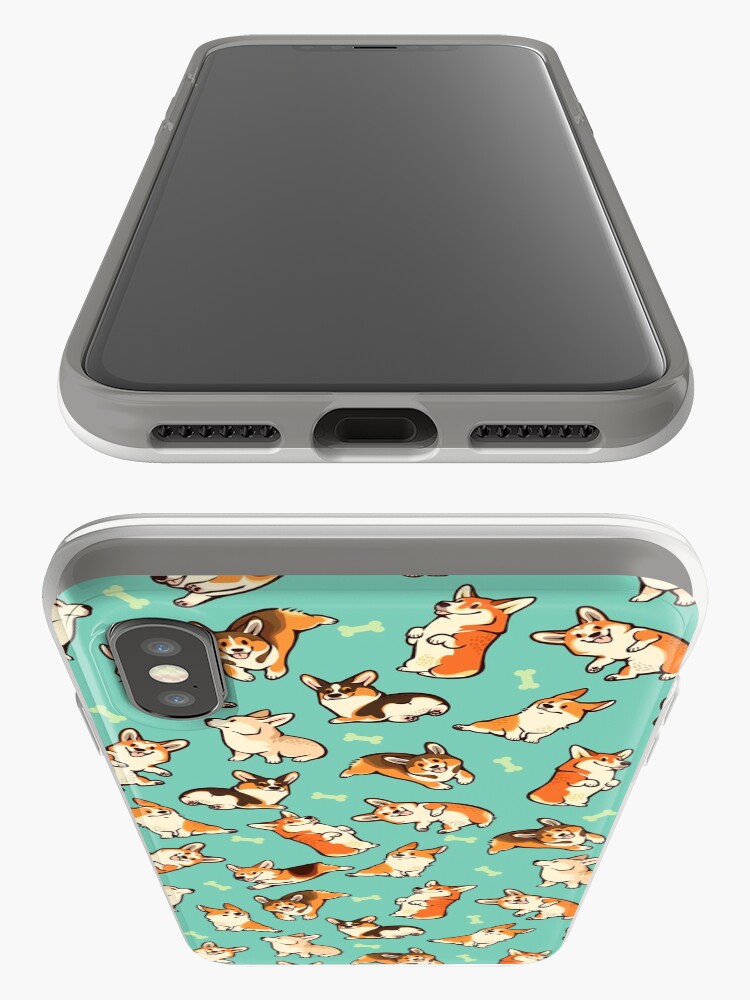 Thumbnail 3 of 5, iPhone Case, Jolly corgis in green designed and sold by Colordrilos.