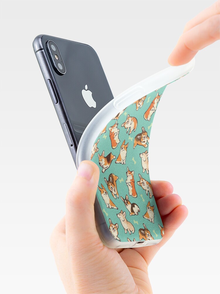 Thumbnail 4 of 5, iPhone Case, Jolly corgis in green designed and sold by Colordrilos.