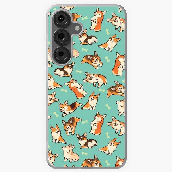 Jolly corgis en vert Coque souple Samsung Galaxy