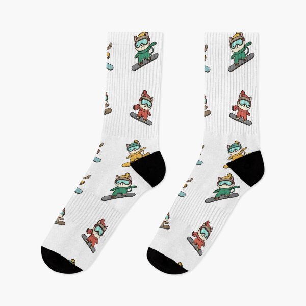 Item preview, Cute Cat Snowboarding Seamless Pattern Design designed and sold by Uglyandcute.