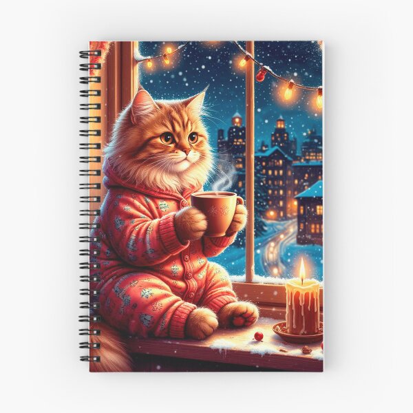 Item preview, Cozy Winter Cat by the Window with Hot Cocoa designed and sold by AmetistLight.