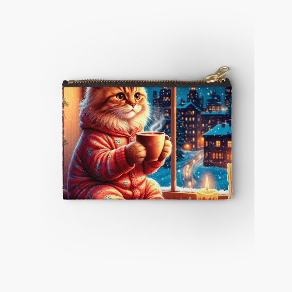 Item preview, Cozy Winter Cat by the Window with Hot Cocoa designed and sold by AmetistLight.