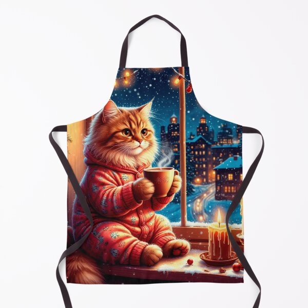 Item preview, Cozy Winter Cat by the Window with Hot Cocoa designed and sold by AmetistLight.