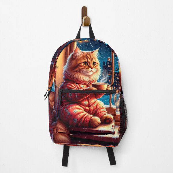 Item preview, Cozy Winter Cat by the Window with Hot Cocoa designed and sold by AmetistLight.