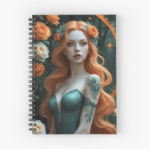 Item preview, Enchanting Redhead Sorceress in Emerald Gown with Roses designed and sold by ArtMorphStudio.