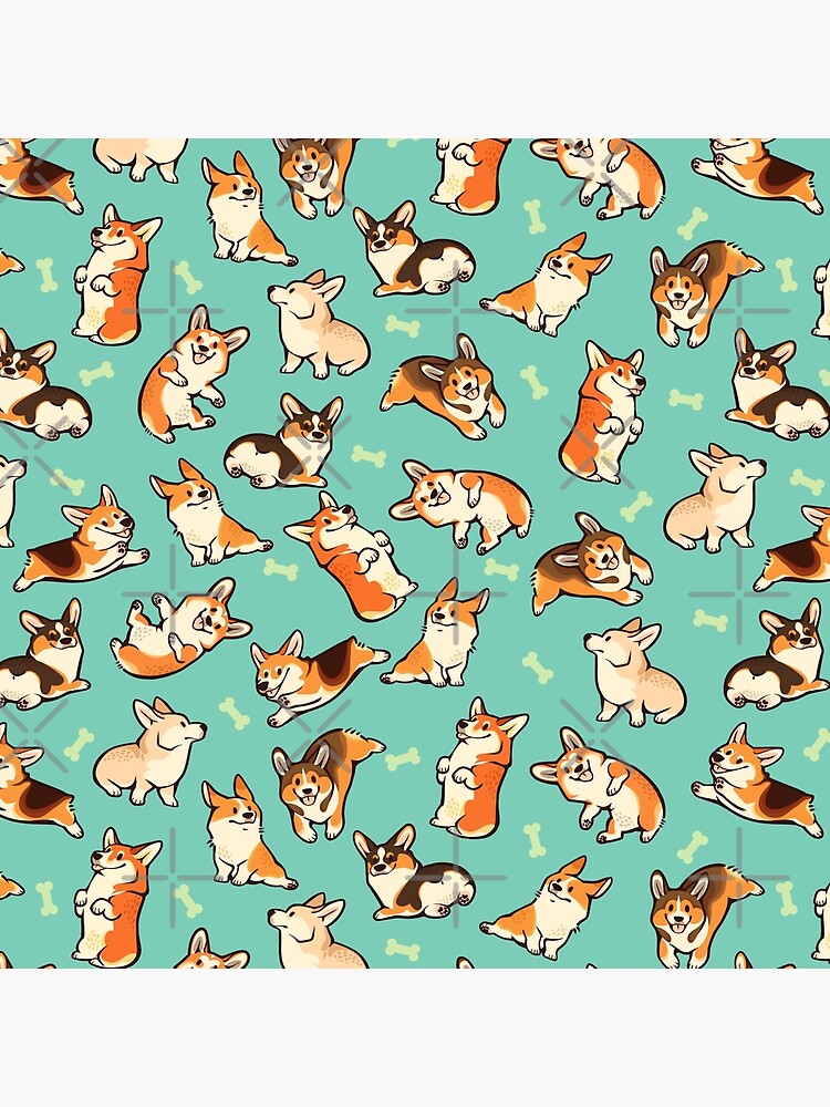 Imagen 2 de 2, Bolsa de tela con la obra Jolly corgis en verde, diseñada y vendida por Colordrilos.