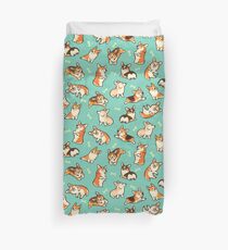 Jolly corgis in green Duvet Cover