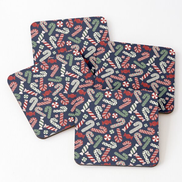 Item preview, Candies & Candy Canes - Multicolored on Dark Blue Navy designed and sold by thecolorbirdie.