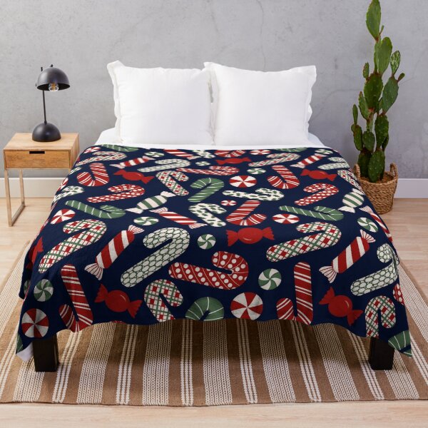 Item preview, Candies & Candy Canes - Multicolored on Dark Blue Navy designed and sold by thecolorbirdie.