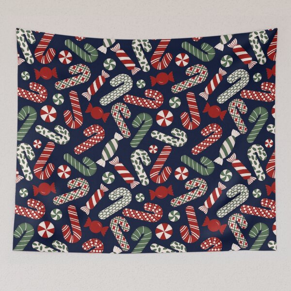 Item preview, Candies & Candy Canes - Multicolored on Dark Blue Navy designed and sold by thecolorbirdie.