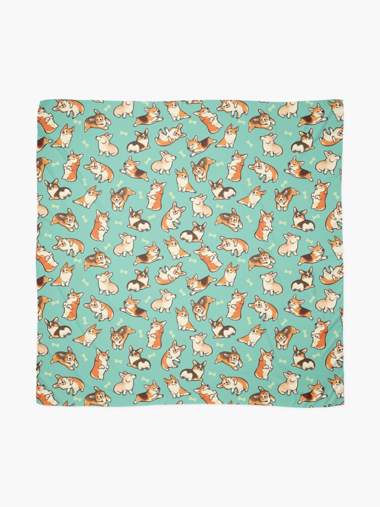 Alternate view of Jolly corgis in green Scarf