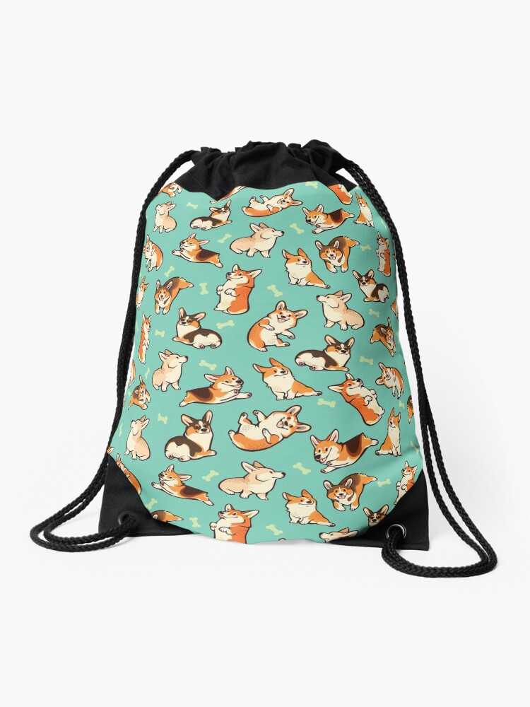 Jolly corgis in green Zipper Pouch for Sale by Colordrilos