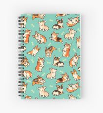 Jolly corgis in green Spiral Notebook