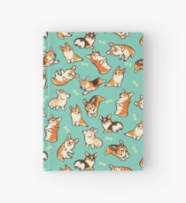 Jolly corgis in green Hardcover Journal