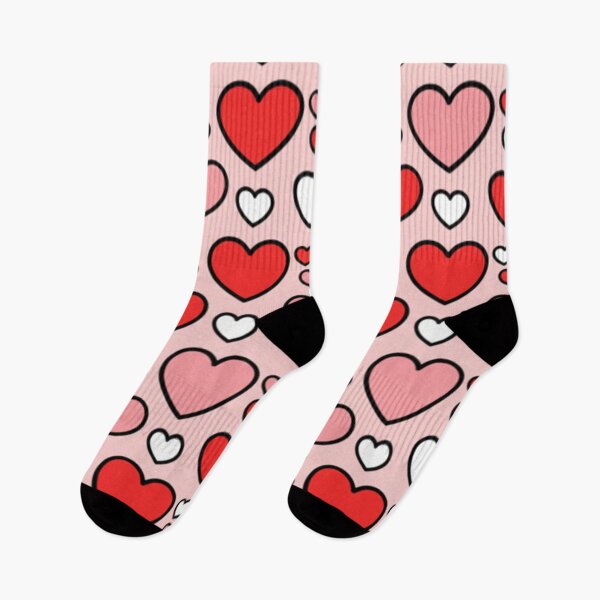 Item preview, Cartoon Heart Socks – Romantic Pink Pattern designed and sold by VibeNationArt.