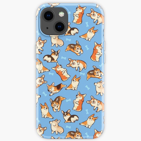 Lustige Corgis in Blau iPhone Flexible Hülle