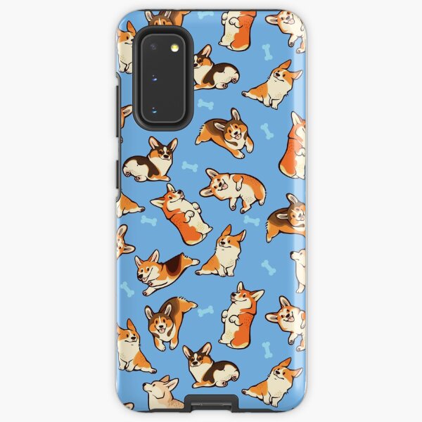 Jolly corgis in blue Samsung Galaxy Tough Case