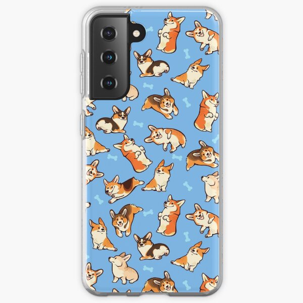 Jolly corgis in blue Samsung Galaxy Soft Case