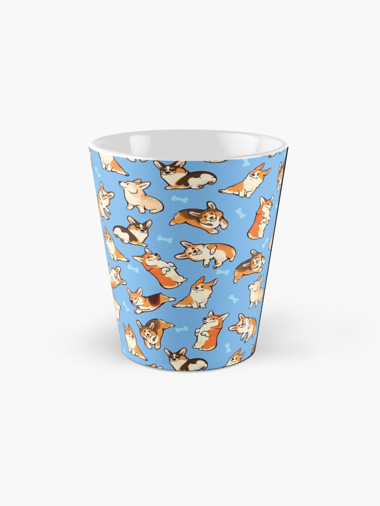 Alternate view of Jolly corgis in blue Mug