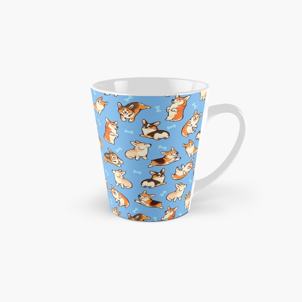 Jolly corgis in blue Mug