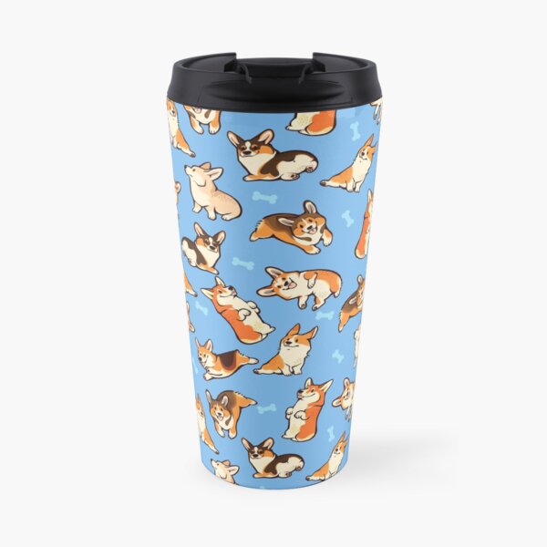 Jolly corgis in blue Travel Mug