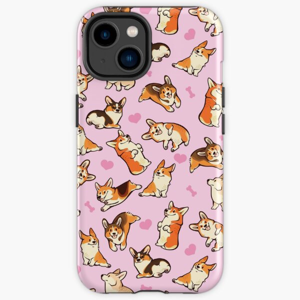 Lovey corgis in pink iPhone Tough Case