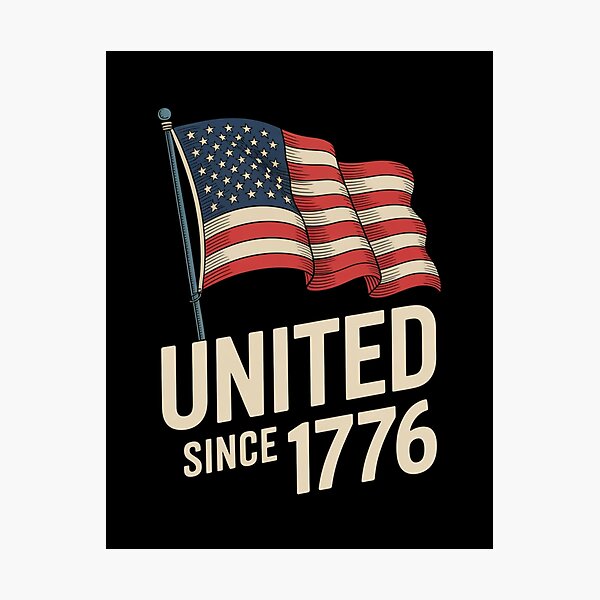 Item preview, United Since 1776 - Classic American Flag Engraving Style designed and sold by DarylWelsh2024.