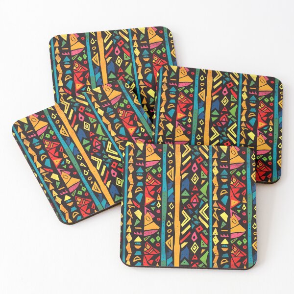 Item preview, African-Style Yellow-Orange, Red, Blue Geometric Pattern designed and sold by DEC02.