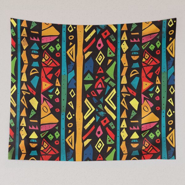 Item preview, African-Style Yellow-Orange, Red, Blue Geometric Pattern designed and sold by DEC02.