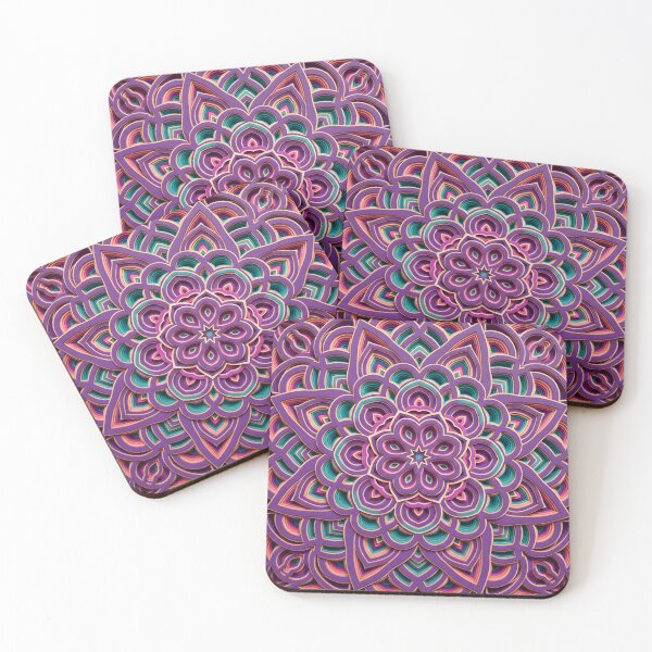 Item preview, Deep Viola Layered Mandala - Sacred Geometry Meditation Art designed and sold by The Cozy Stripe | Modern Textile Stories.