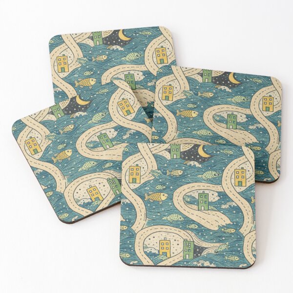 Item preview, Dreamlike Ocean Town Seamless Pattern designed and sold by EvaArtHome.