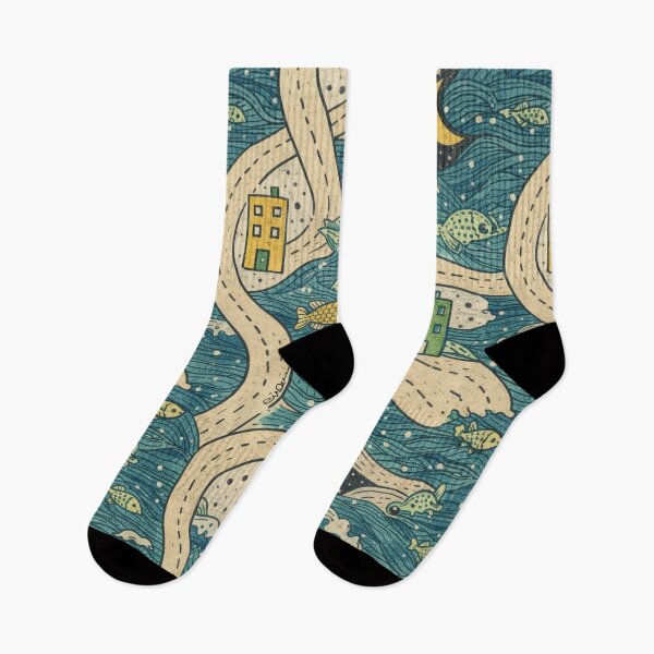 Item preview, Dreamlike Ocean Town Seamless Pattern designed and sold by EvaArtHome.