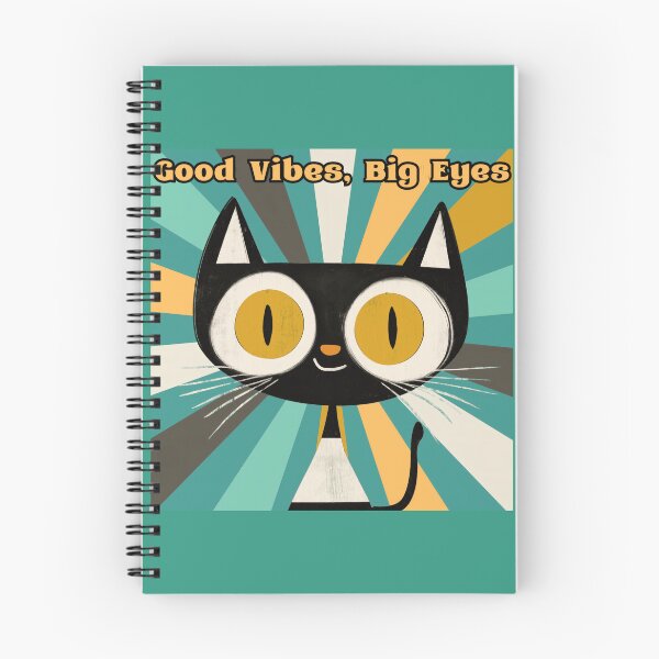 Item preview, Good Vibes Big Eyes Cat | Cute Black Cat Positive Art designed and sold by ArtMorphStudio.
