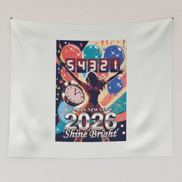 Item preview, Happy New Year 2026 Shine Bright Countdown Celebration Art designed and sold by SplashTastic.