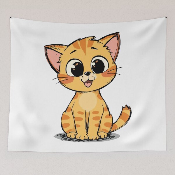 Item preview, Happy Kawaii Ginger Kitten | Adorable Orange Tabby Cat Illustration designed and sold by SlomianyPisarz.