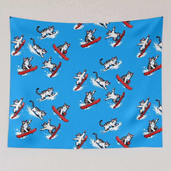 Item preview, Snowboarding Cat Action Seamless Pattern designed and sold by Uglyandcute.