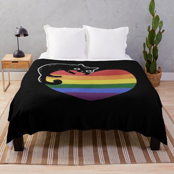 Item preview, Rainbow Black Cat Heart LGBT Gay Pride Flag designed and sold by Clara Hollins.