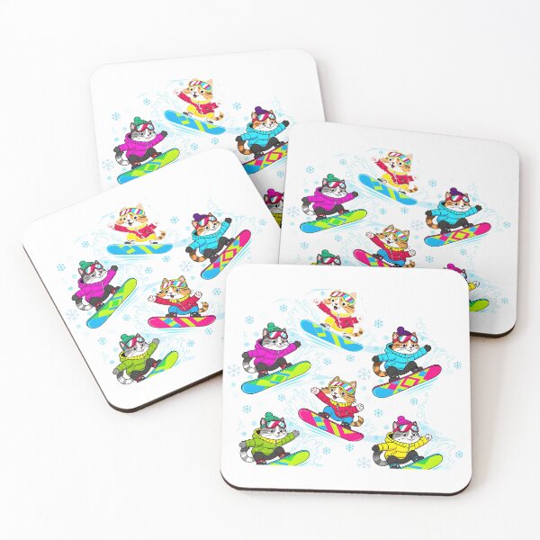Item preview, Snowboarding Cat Action Seamless Pattern designed and sold by Uglyandcute.