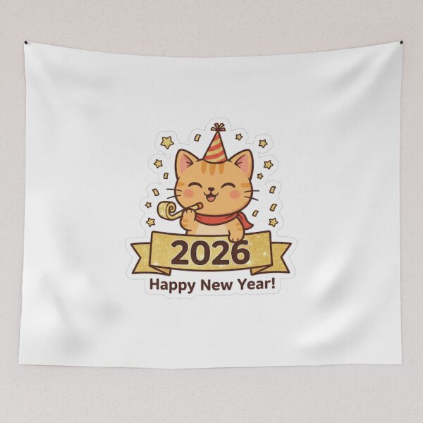Item preview, Happy New Year 2026 - Cute Celebration Cat designed and sold by StyleLap.