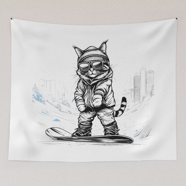 Item preview, Cool Cat Snowboarding Streetwear Illustration designed and sold by Uglyandcute.