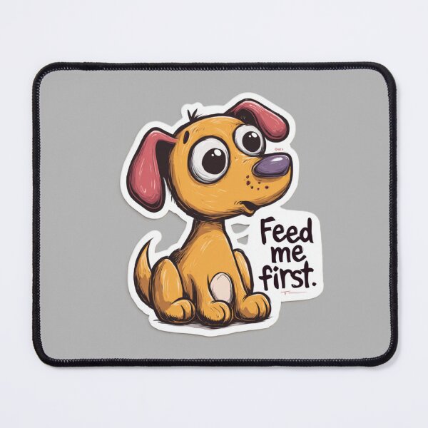 Item preview, Cartoon Dog Saying “Feed Me First” designed and sold by Kat's Design Hub.