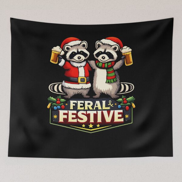 Item preview, Feral & Festive – Christmas Raccoon Holiday Design | Funny Holiday Shirt & Sticker Art designed and sold by sssweetness.
