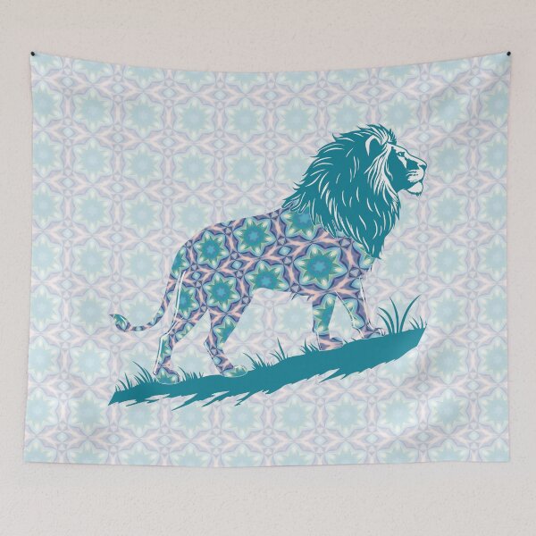 Item preview, Star of David, Pattern 8, Lion of Judah - Turquoise. designed and sold by UltraQuirky.