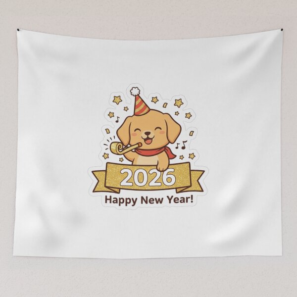 Item preview, Happy New Year 2026 Dog - Cute Golden Retriever Party designed and sold by StyleLap.