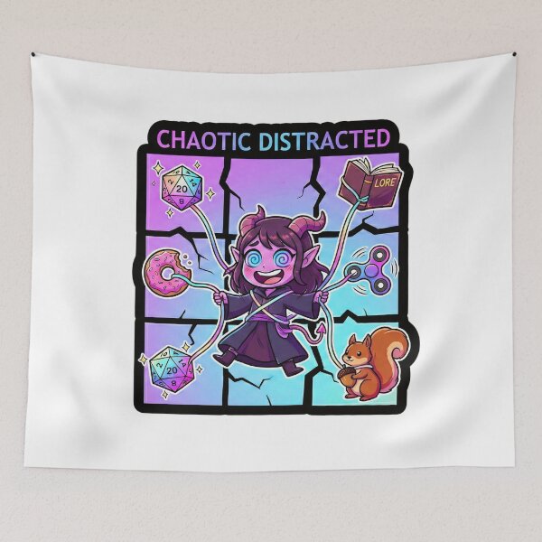 Item preview, Chaotic Distracted: D&D RPG Tiefling Alignment designed and sold by SkinnyFlatWhite.
