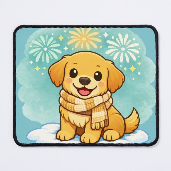 Item preview, Puppy With Fireworks – Cozy New Year Golden Dog Mom Shirt designed and sold by dogmomtees.