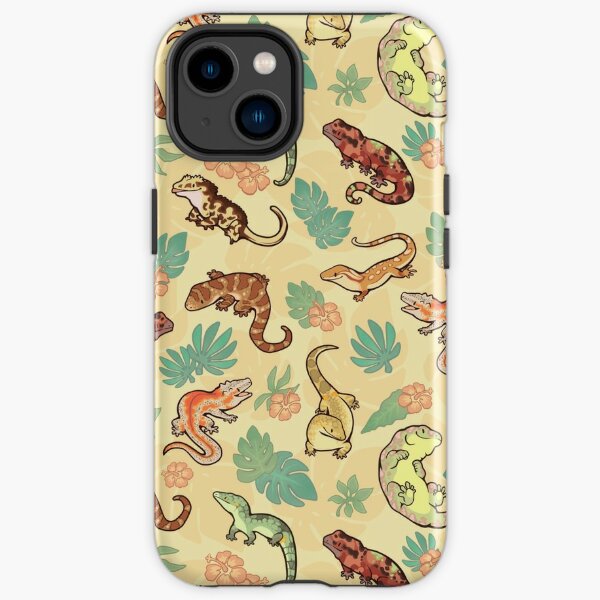 Gecko family in yellow iPhone Tough Case